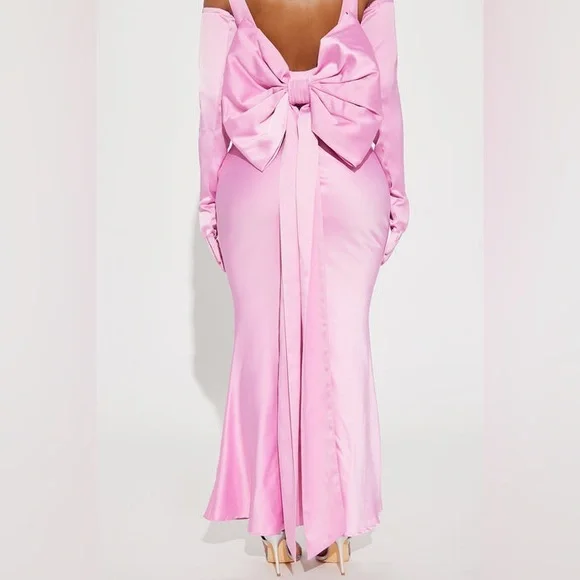 Fashion Nova Bow Pink Long Maxi Formal Glove XL - Picture 4 of 7